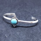 New Navajo single rope circle with 3 dots round 8mm Kingman turquoise sterling silver cuff bracelet