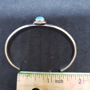 New Navajo single rope circle with 3 dots round 8mm Kingman turquoise sterling silver cuff bracelet