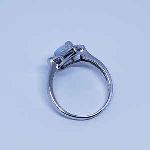 Size 8 3/4 marquise 6x12mm natural blue Larimar with CZ sterling silver ring