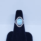 Size 7 natural blue Larimar with CZ sterling silver ring