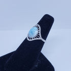 Size 7 natural blue Larimar with CZ sterling silver ring