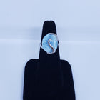 Size 7 big oval 14x18mm natural blue Larimar with swirl design sterling silver ring