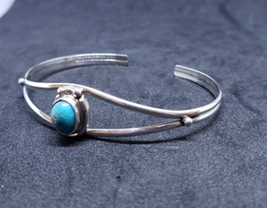 New Navajo rough Kingman turquoise sterling silver cuff bracelet