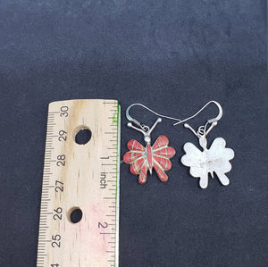 vintage Zuni butterfly red coral inlay drop earring