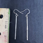 Vintage zigzag design long skinny sterling silver dangle earrings