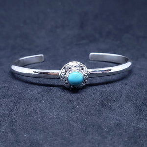 New Navajo sun zigzag kingman turquoise sterling silver cuff bracelet