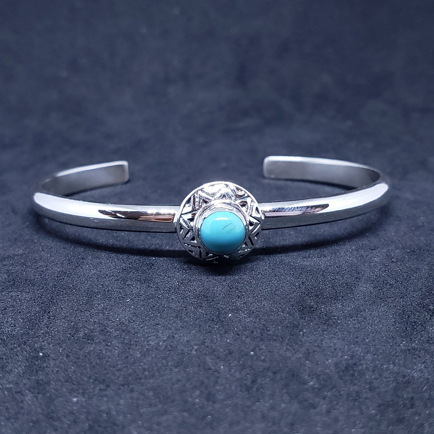 New Navajo sun zigzag kingman turquoise sterling silver cuff bracelet