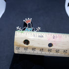 Vintage Zuni Kachina inlay turquoise chip coral chip black onyx sterling silver ring size 6