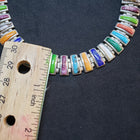 14 inches vintage link chain sterling silver necklace- inlay multicolors multi stones- signed Sanel
