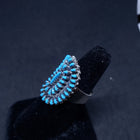 Vintage Zuni cluster petit point sleeping beauty turquoise sterling silver ring size 9 - adjustable ring