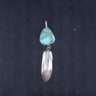 Vintage southwest triangle turquoise with feather sterling silver pendant