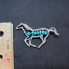 Vintage running horse with turquoise sterling silver lapel pin