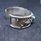 Vintage Navajo flower leaf sleeping beauty turquoise sterling silver cuff bracelet- signed JBOB