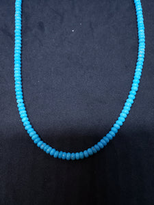 18 inches Natural sleeping beauty turquoise 5mm beaded necklace - 14k gold necklace