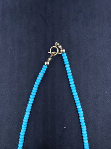 18 inches Natural sleeping beauty turquoise 5mm beaded necklace - 14k gold necklace