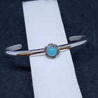New Navajo flower round 6mm Kingman turquoise sterling silver cuff bracelet