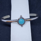 New Navajo single rope circle with 3 dots round 8mm Kingman turquoise sterling silver cuff bracelet