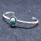 New Navajo single rope circle with 2 dots oval 7x9mm Kingman turquoise sterling silver cuff bracelet