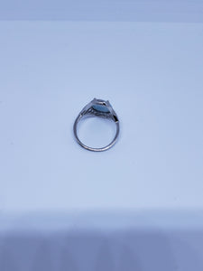 Size 7 natural blue Larimar with CZ sterling silver ring