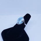 Size 7 big oval 14x18mm natural blue Larimar with swirl design sterling silver ring