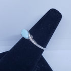 Size 9 marquise natural blue Larimar with CZ sterling silver ring