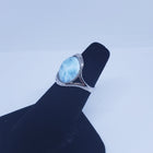 Size 6 round 15mm natural blue Larimar sterling silver ring
