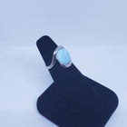 Size 6 round 12mm natural blue Larimar sterling silver ring