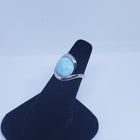 Size 6 round 12mm natural blue Larimar sterling silver ring