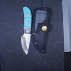 Inlay turquoise pocket knife with sheath