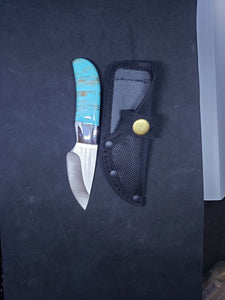 Inlay turquoise pocket knife with sheath