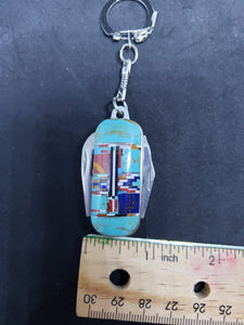Inlay turquoise keychain with 4 knives