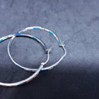 2 inches round Inlay white fire opal blue fire opal pink opal sterling silver hoop earrings