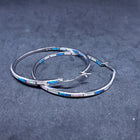 2 inches round Inlay white fire opal blue fire opal pink opal sterling silver hoop earrings