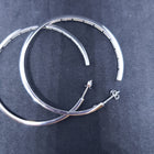2 inches round Inlay white fire opal sterling silver hoop earrings