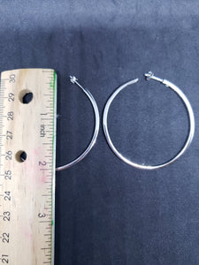 2 inches round Inlay white fire opal sterling silver hoop earrings