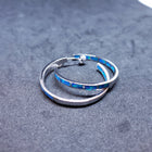 1 1/4 inches round inlay blue fire opal sterling silver hoop earrings