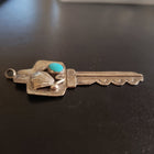 Vintage Navajo key shape with shell design and sleeping beauty turquoise sterling silver pendant