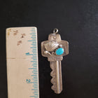 Vintage Navajo key shape with shell design and sleeping beauty turquoise sterling silver pendant