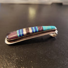 Vintage Navajo triangle teardrop shape inlay turquoise and multi stones sterling silver pendant