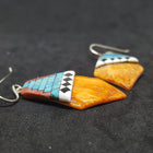 New Southwest Heaven stairs  Inlay Kingman Turquoise Black Onyx White Turquoise Spiny Oyster kite shell sterling silver dangle earrings
