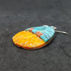 New Southwest Bricks inlay Kingman Turquoise Spiny Oyster ellipse shell sterling silver dangle earrings