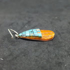 New Southwest Inlay Kingman Turquoise Spiny Oyster ellipse shell sterling silver dangle earrings