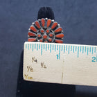 Vintage Navajo cluster petit point Coral sterling silver women ring size 8 1/4