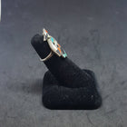 Vintage Navajo Zuni-bird Mother of Pearl Turquoise Coral Black Onyx sterling silver ring size 5 1/2
