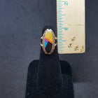 Vintage Navajo Royal color Mother of Pearl Spiny Oyster Turquoise Black Onyx sterling silver ring size 5