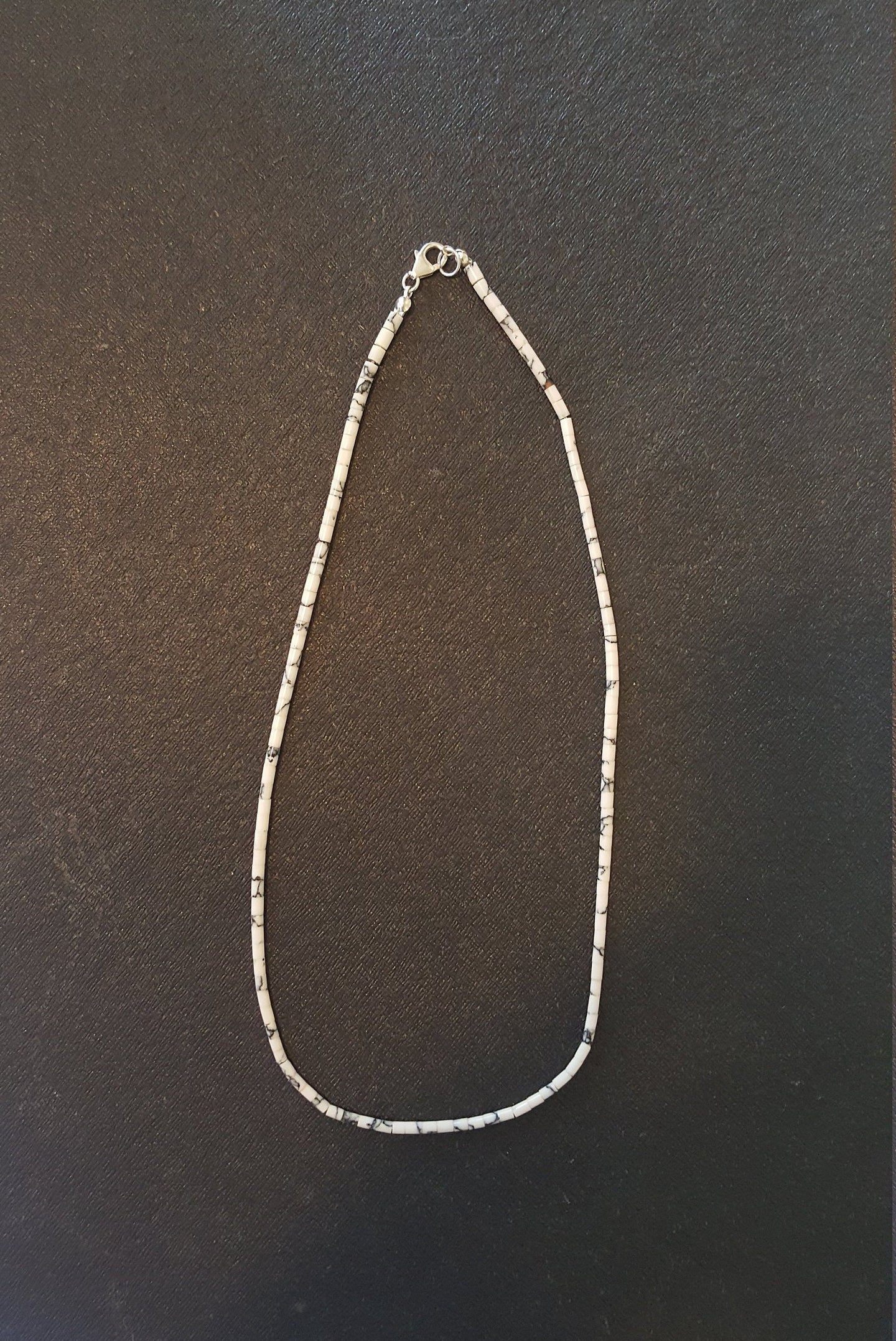 18 inches Vintage Navajo white buffalo Turquoise sterling silver beaded necklace
