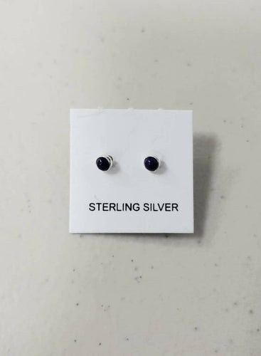2mm lapis lazuli sterling silver stud earrings