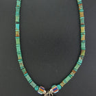 18 inches Turquoise necklace with inlay bear pendant