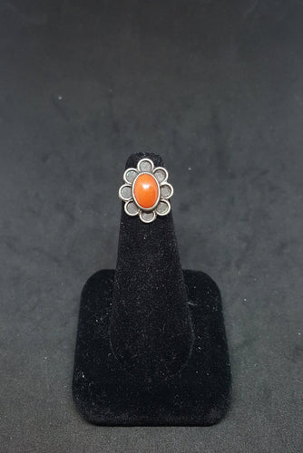Coral Flower sterling silver ring size 3 1/4 - Vintage