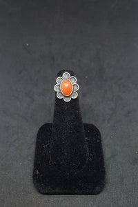 Coral Flower sterling silver ring size 3 1/4 - Vintage
